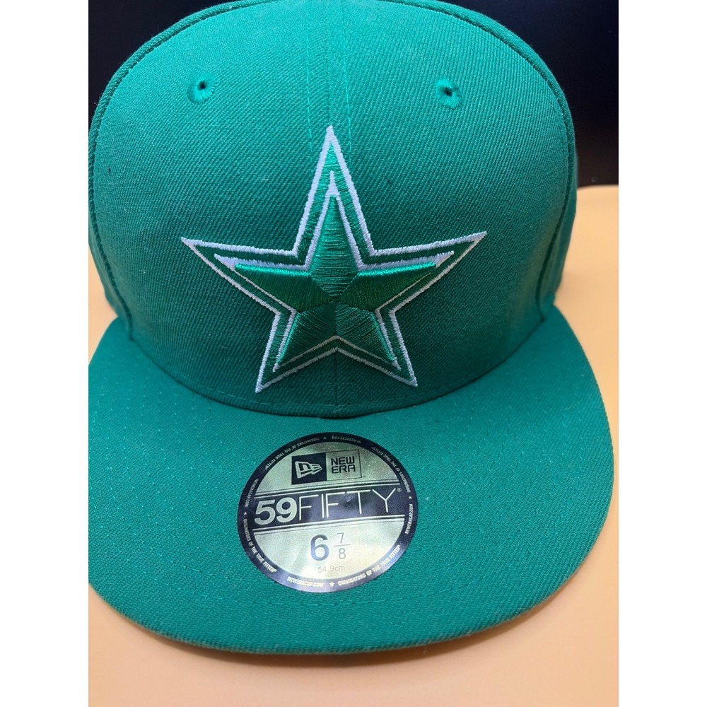 New Era 59FIFTY Dallas Cowboys Hat Mens 6 7/8‎ Green Fitted NFL Star Cap